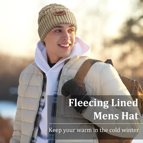 Vista 72 de Loritta Gorro de invierno cálido de punto grueso y holgado para hombre
