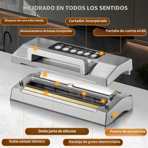 Vista 6 de Máquina Selladora al Vacío de Alimentos de Precisión, Sistema de Sellado al Vacío Completamente Automático POWOT, Saver de Alimentos al Vacío Pro