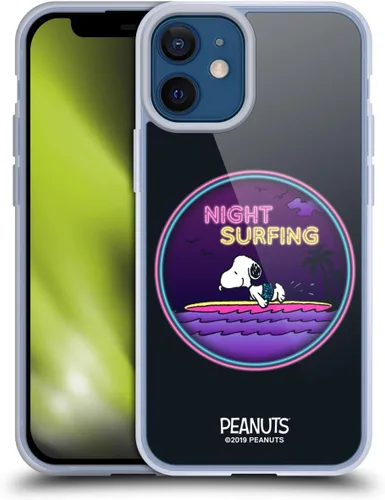 Vista 174 de Head Case Designs Funda de gel suave con licencia oficial de Peanuts Tropical Surf Snoopy Aloha Disco compatible con Apple iPhone 13 Mini Surf