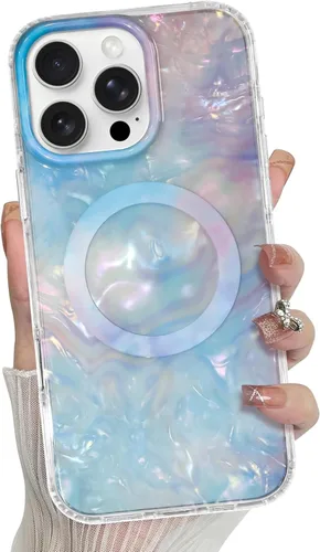 Vista 35 de Bonoma Funda magnética para iPhone 13 【Soporte para Magsafe】Protector de cámara de lujo de cristal fluorescente iridiscente con láser brillante + 2