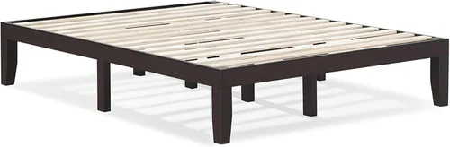 Vista 18 de KOMFOTT Armazón de cama de plataforma de madera de 14 pulgadas, tamaño Twin, base de colchón de madera con marco de madera de caucho, fuerte soporte