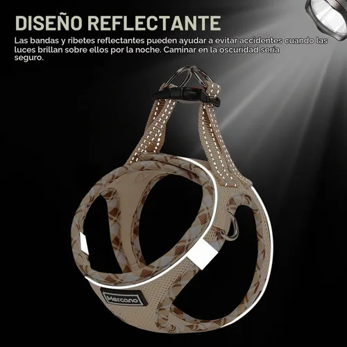 Vista 6 de Mercano Juego de arnés y correa de malla suave para perro, reflectante, transpirable, ligero, no asfixia, chaleco para caminar fácil a prueba
