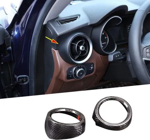 Vista 8 de Cubierta de salida de aire acondicionado lateral de fibra de carbono 100% real para Alfa Romeo Stelvio Giulia 2017-2020 (Giulia)