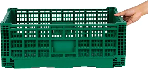 Vista 6 de Restaurantware Cater Tek - Caja plegable de 36 litros, 1 caja de almacenamiento apilable, con asas de diseño de malla, caja plegable de plástico