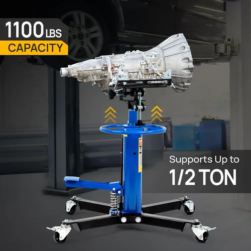 Vista 2 de TUFFIOM Gato de transmisión, 1100 lbs 1/2Ton hidráulico de 2 etapas de elevación alta vertical telescópica, rango de elevación de 34" a 68