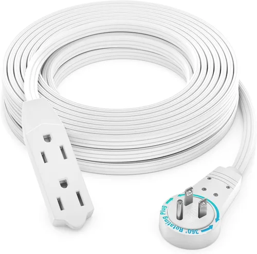 Vista 19 de Maximm - Cable de extensión de enchufe plano giratorio de 360°, 0.30 m, 16 AWG, múltiple, extensión de salida, cable con conexión a tierra, 3 Blanco