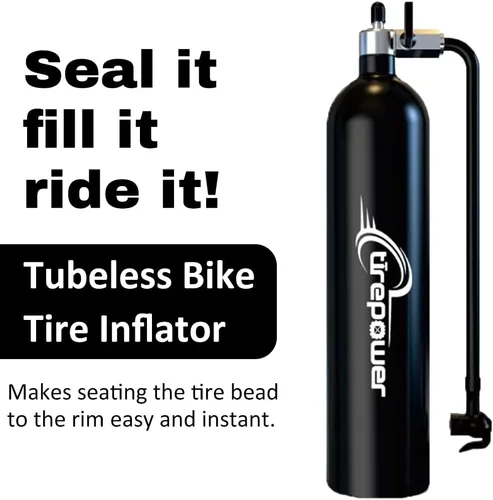 Vista 3 de High-Pressure Tubeless Bike Tire Inflator Air Tank - 200 PSI Aluminum Alloy Bicycle Tyre Booster for MTB & Road Bike - Presta/Schrader Compatible