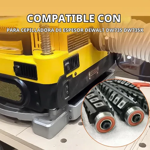 Vista 4 de Cabezal de corte helicoidal en espiral de 13 pulgadas para cepilladora DeWalt DW735 DW735X, cabezal de corte helicoidal, 4 filas, 60 insertos