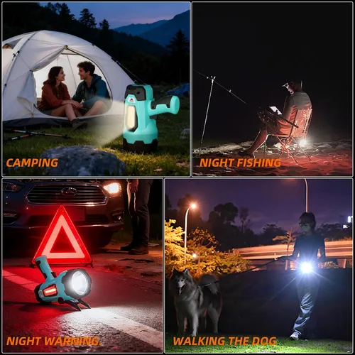 Vista 4 de Linterna recargable LED súper brillante IPX4 impermeable Luz de búsqueda de 4 modos con luz COB y trípode plegable 4400 Ah Proyector de mano