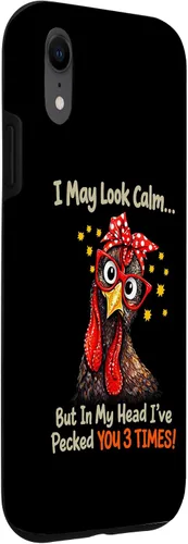 Vista 3 de I May Look Calm But in My Head Ive Pecked You 3 Times Funny Case for iPhone XR