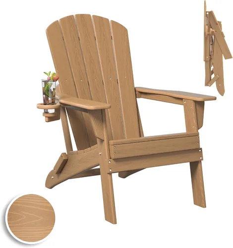Vista 26 de Plawdlik Juego de 10 sillas plegables Adirondack con textura de madera, HDPE pesado para todo tipo de clima, juego cómodo junto a la piscina, patio