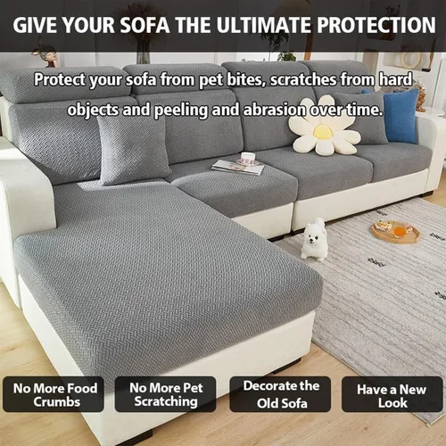 Vista 4 de Funda universal para sofá resistente al desgaste, protector de sofá elástico antideslizante, se adapta a sofás seccionales, de 3/4 plazas, lavable a