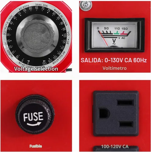 Vista 6 de Fuente de alimentación auto del regulador de voltaje de CA del transformador variable de 20 amperios, 2000VA máximo, 0 ~ 130 voltios de salida