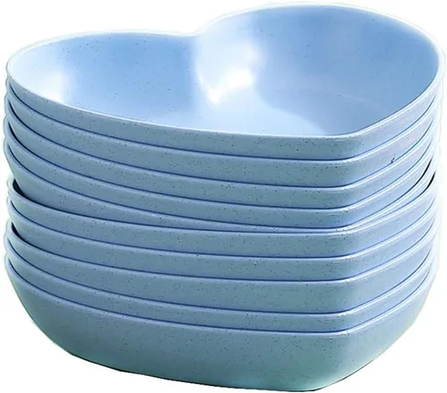 Vista 12 de Juego de 10 platos llanos en forma de corazón, platos de 6 pulgadas, bandeja para frutas, aperitivos, sin BPA (beige)