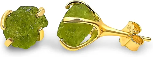 Vista 76 de Aretes de piedra preciosa natural en bruto con oro amarillo sobre plata de ley 925, 6 a 0.276 in, regalo de piedra de nacimiento de calidad genuina
