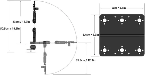 Vista 2 de Brazo mecánico, brazo robótico de grado 6DOF de libertad, robot multigrado de libertad, hecho de placa de aluminio de 0.079 in de grosor