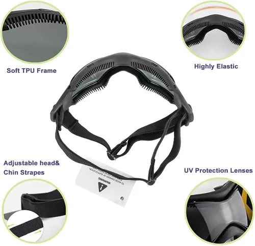 Vista 6 de Gafas de protección UV para perros pequeños y medianos, impermeables, resistentes al viento, para senderismo, ciclismo al aire libre (rosa)