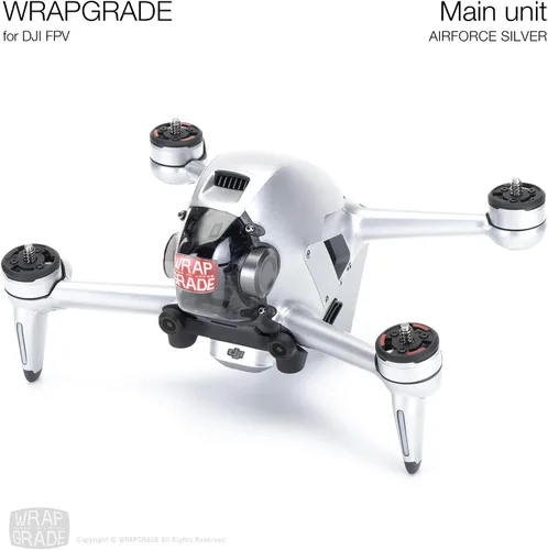 Vista 2 de WRAPGRADE Piel compatible con DJI FPV Envoltura completa (Airforce Silver)