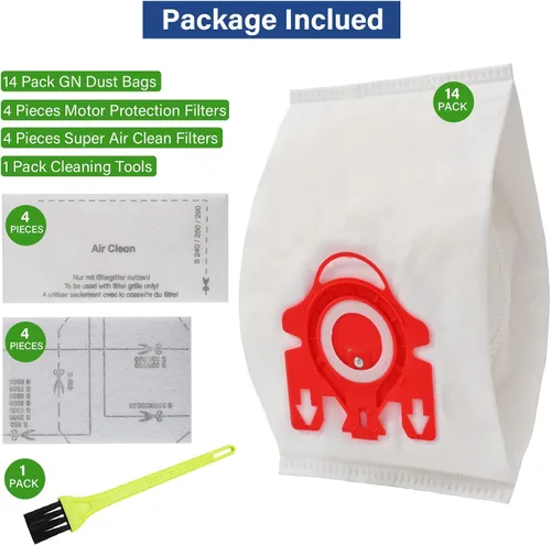 Vista 7 de Paquete de 14 bolsas de repuesto 3D Airclean para bolsas de aspiradora Miele FJM, compactas C1, Compact C2, C1 completas, S241, S290, S300i, S500