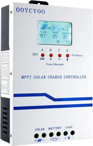 Vista 9 de MPPT Controlador de carga de 60 amperios, 12 V/24 V, regulador de carga de panel solar de 60 A con pantalla LCD de luz negra, máximo 100 V para gel