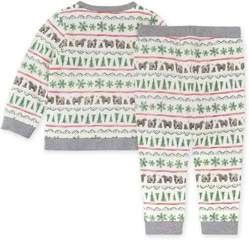 Vista 2 de Burt's Bees Baby Baby Boys' Long Sleeve Center Pocket Tee and Tie-Up Pant Set