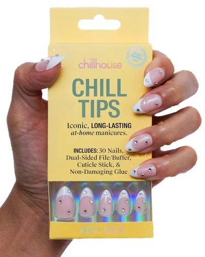 Vista 16 de Chillhouse - Kit de uñas a presión con punta francesa Chill Tips, Bougie Barre (almendra) - 30 formas y tamaños de uñas - 2 semanas de uso - Ajuste
