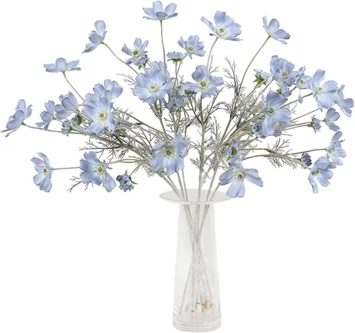 Vista 10 de 2 piezas de plantas de flores artificiales Coreopsis, arreglos de flores de seda, ramos de boda, decoraciones, centros de mesa florales de plástico