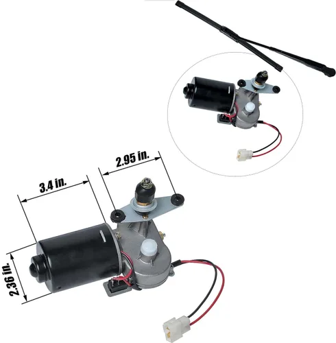 Vista 5 de Kit de limpiaparabrisas UTV universal, 2 piezas de motor de limpiaparabrisas eléctrico de 90 grados de 16" 12V compatible con Polaris Kubota