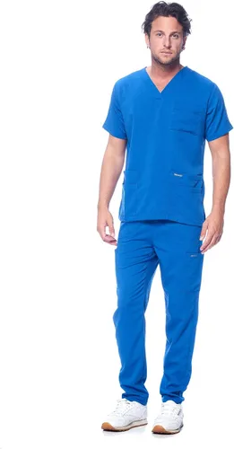 Vista 8 de Conjunto de uniforme sanitario Dagacci unisex, con cuello en V, súper elástico, conjunto de uniforme Negro