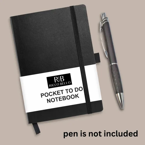 Vista 7 de RICCO BELLO - Cuaderno de lomo pegado con marcador Sin fecha, piel sintética, soporte para bolígrafo, planificador de productividad
