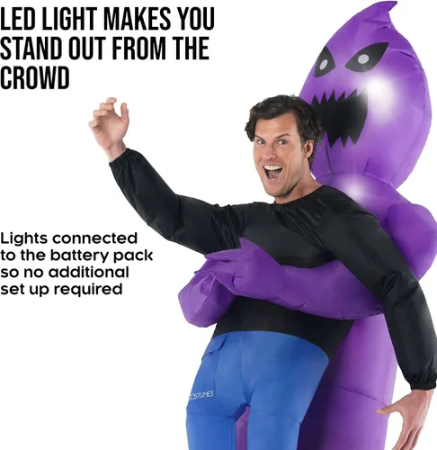 Vista 2 de Morph Disfraz inflable de fantasma, disfraz inflable morado, disfraz inflable de la parca, disfraz inflable para adultos