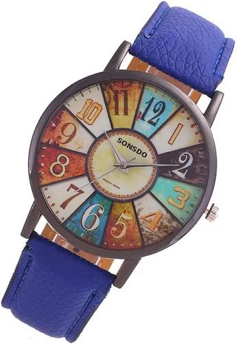 Vista 2 de COOKI Relojes de cuarzo para mujer, diseño retro, esfera digital, reloj de pulsera para adolescentes, niñas, reloj de pulsera de cuero de moda