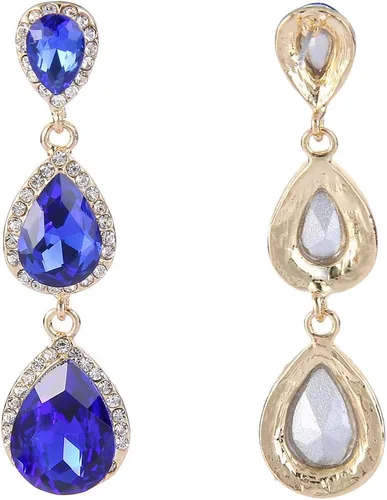 Vista 108 de EleQueen Pendientes de cristal austriaco en tono dorado para mujer, forma de pera de 2.5 pulgadas, color esmeralda