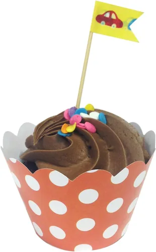 Vista 6 de AllyDrew Envolturas para cupcakes de lunares de tamaño estándar (juego de 20), color negro