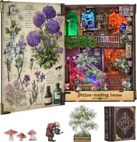 Vista 26 de CCCDF Kit de rincón de libros, rompecabezas de madera 3D para adultos, adolescentes, kit de bricolaje en miniatura para casa de muñecas, soporte