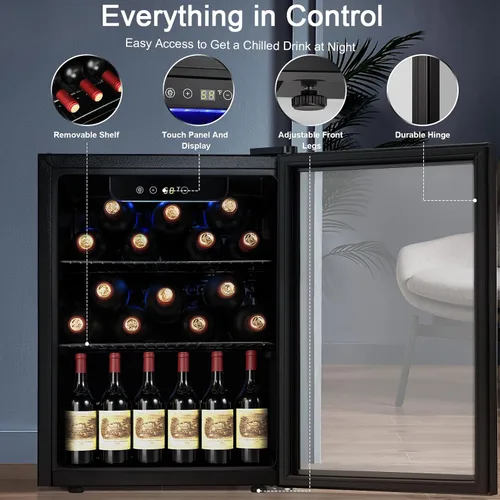 Vista 5 de Antarctic Star Mini Fridge 68 Can Beverage Refrigerator Cooler with Glass Door,Adjustable Shelves & Digital Temperature for Soda Beer or beverage