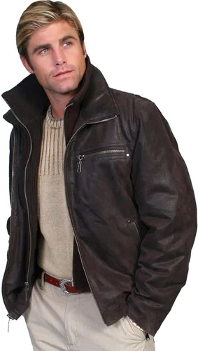 Vista 3 de Scully Chaqueta de piel de cordero con cremallera frontal y cuello para hombre - 400-63