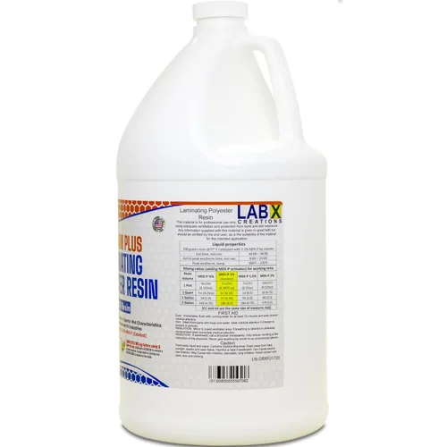 Vista 5 de FIBERLAM Plus 1-10G Resina de poliéster 1-10 galones +endurecedor MEKP; revestimiento de baja viscosidad para laminado de estera/biaxial/tela