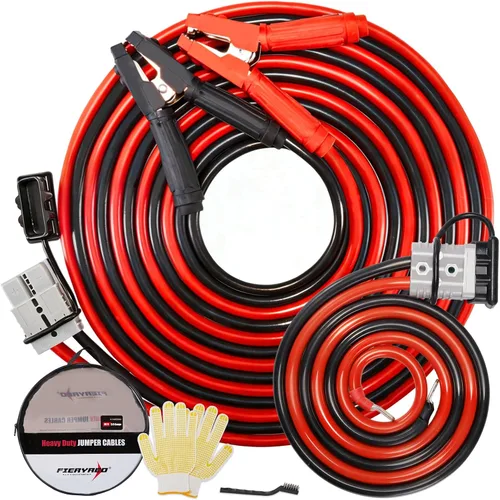 Vista 12 de FIERYRED Cables de puente de conexión rápida de calibre 0 de 30 pies, cables de refuerzo resistentes de 1200 A con bolsa de viaje, cable de arranque