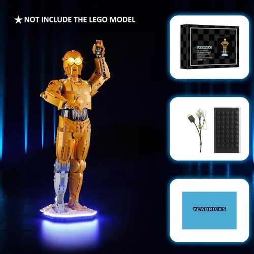 Vista 5 de YEABRICKS Luz LED para modelo de bloques de construcción 75398 Star Wars C-3PO (juego de construcción no incluido)