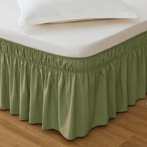 Vista 20 de MEILA - Faldón de cama envolvente con tres lados de tela y elástico, con volantes de 14 pulgadas, caída a medida, fácil de instalar, resistente a