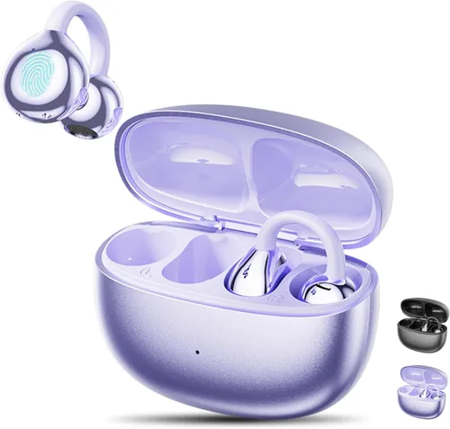 Vista 9 de Auriculares con clip, auriculares de oreja abierta inalámbricos Bluetooth 5.4, auriculares ligeros de oreja abierta con micrófono batería 59H