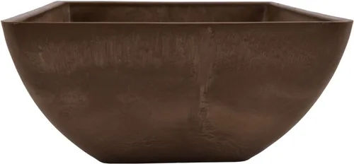 Vista 2 de PSW Pot Collection Maceta cuadrada compuesta de plástico, piedra y madera, de 12 x 6 pulgadas, sin orificio de drenaje (perforable), moderna maceta
