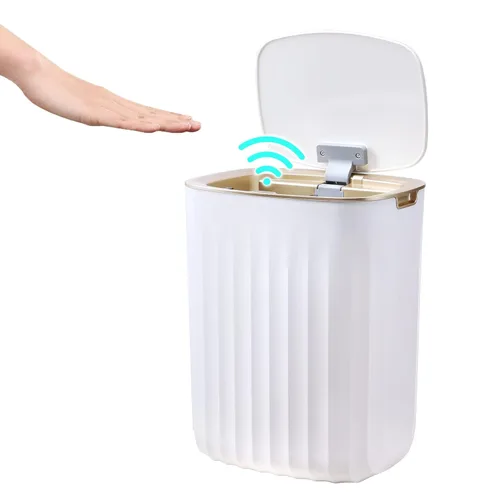 Vista 9 de ELPHECO Cubo de basura impermeable de 3.5 galones con sensor de movimiento para dormitorio con tapa, decoración de baño, accesorios de baño, cubo