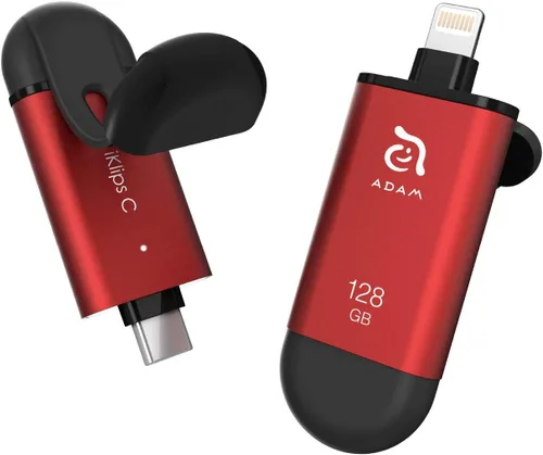 Vista 8 de ADAM elements iKlips C MFi certificado Lightning + USB C Flash Drive para iPhone, iPad Pro, Mac, PC, Android, Touch ID/Face ID seguro (negro, 128 GB)