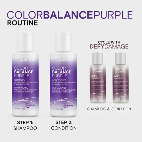 Vista 6 de Joico Color Balance Purple Shampoo For Cool Blonde or Gray Hair Eliminate Brassy Yellow Tones Boost Color Vibrancy & Shine UV Protection