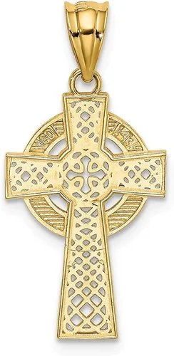 Vista 3 de Colgante de cruz de Claddagh irlandés de oro amarillo macizo de 14 k