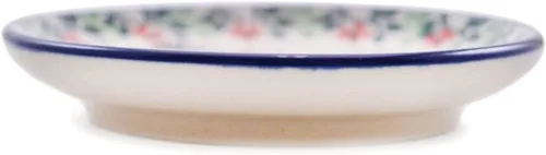 Vista 3 de Polmedia Polish Pottery Mini plato, placa de posavasos UNIKAT - Un patrón de cuento de hadas de flores hecho a mano en Boleslawiec Polonia por