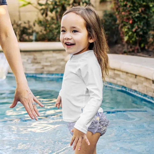 Vista 2 de green sprouts Pañal de natación con volantes ecológicos para bebé, pulpo lavanda, 3T