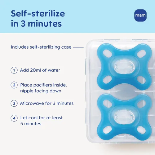 Vista 6 de MAM Comfort - Chupete para bebé de 0 a 3 meses, ligero, de silicona de una Zafiro azul/mate azul